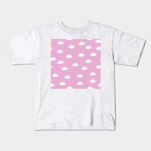 White clouds in pink background Kids T-Shirt